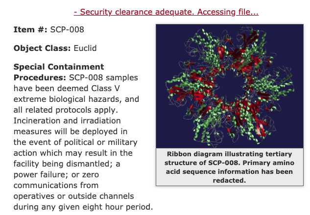 The proper article of SCP-008 after clicking the javascript link